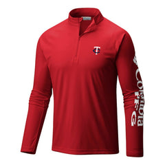 MLB Minnesota Twins Columbia Terminal Tackle Omni-Wick Raglan Quarter-Zip Pullover