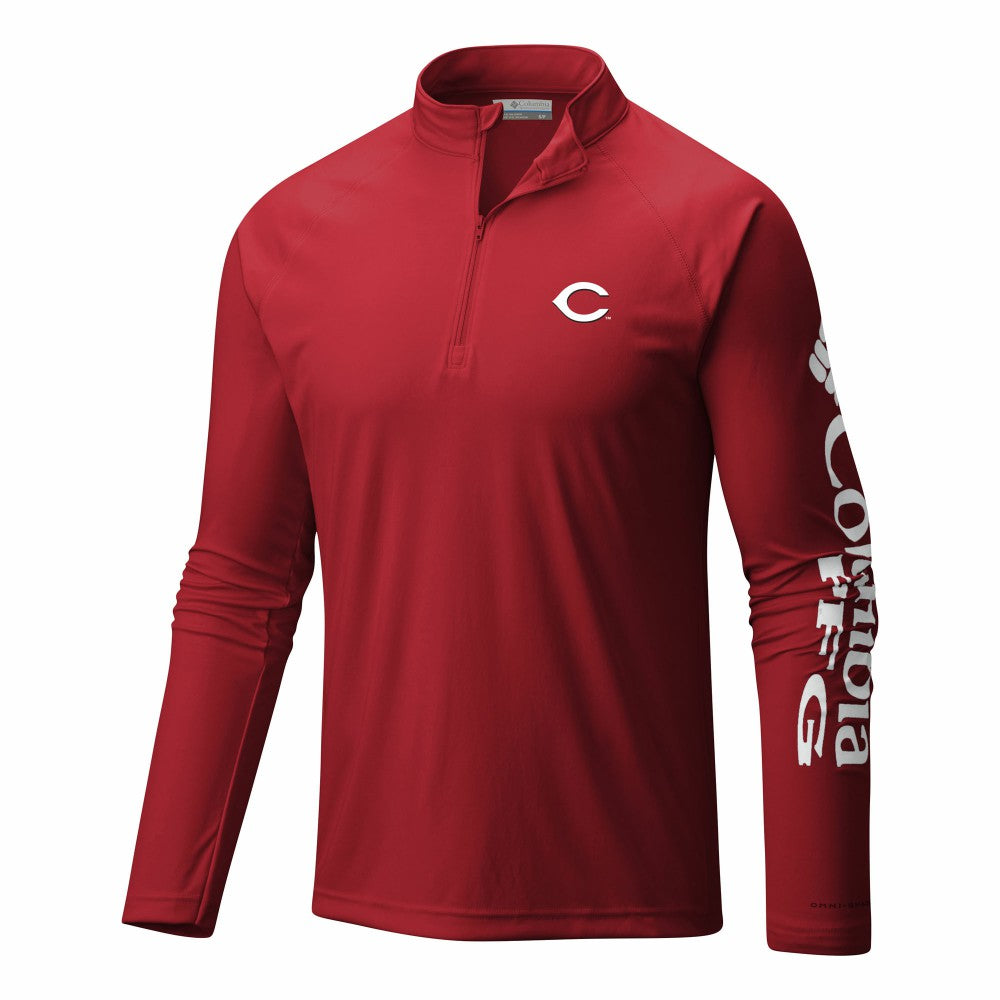 MLB Cincinnati Reds Columbia Terminal Tackle Omni-Wick Raglan Quarter-Zip Pullover