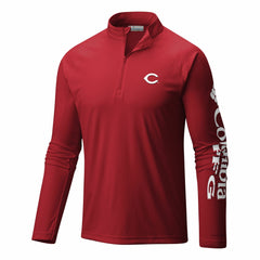 MLB Cincinnati Reds Columbia Terminal Tackle Omni-Wick Raglan Quarter-Zip Pullover