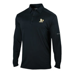 MLB Athletics Columbia Omni-Wick Pin High Long Sleeve Polo