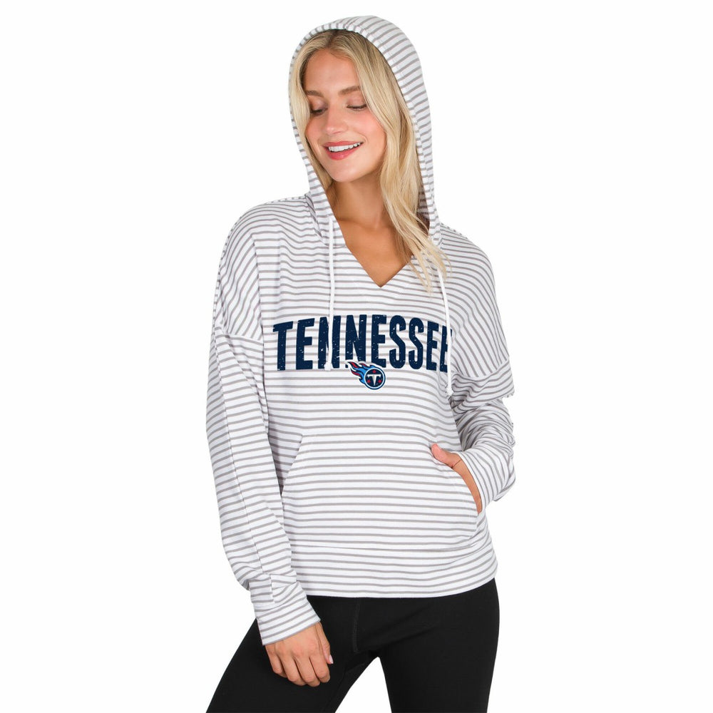 Concepts Sport Women's Liftoff Striped V-Neck Hoodie - Tennessee Titans