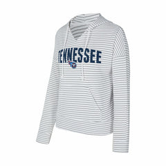 Concepts Sport Women's Liftoff Striped V-Neck Hoodie - Tennessee Titans