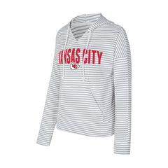 Concepts Sport Women's Liftoff Striped V-Neck Hoodie - Kansas City Chiefs