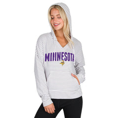 Concepts Sport Women's Liftoff Striped V-Neck Hoodie - Minnesota Vikings