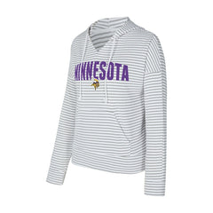 Concepts Sport Women's Liftoff Striped V-Neck Hoodie - Minnesota Vikings