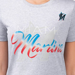 MLB Miami Marlins G-III 4Her by Carl Banks Women's Super-Slim Fit Lightweight Shadow Logo Graphic T-Shirt