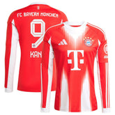 Harry Kane Bayern Munich 2025/26 Home Replica Long Sleeve Jersey - Adidas Red