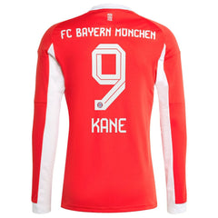 Harry Kane Bayern Munich 2025/26 Home Replica Long Sleeve Jersey - Adidas Red