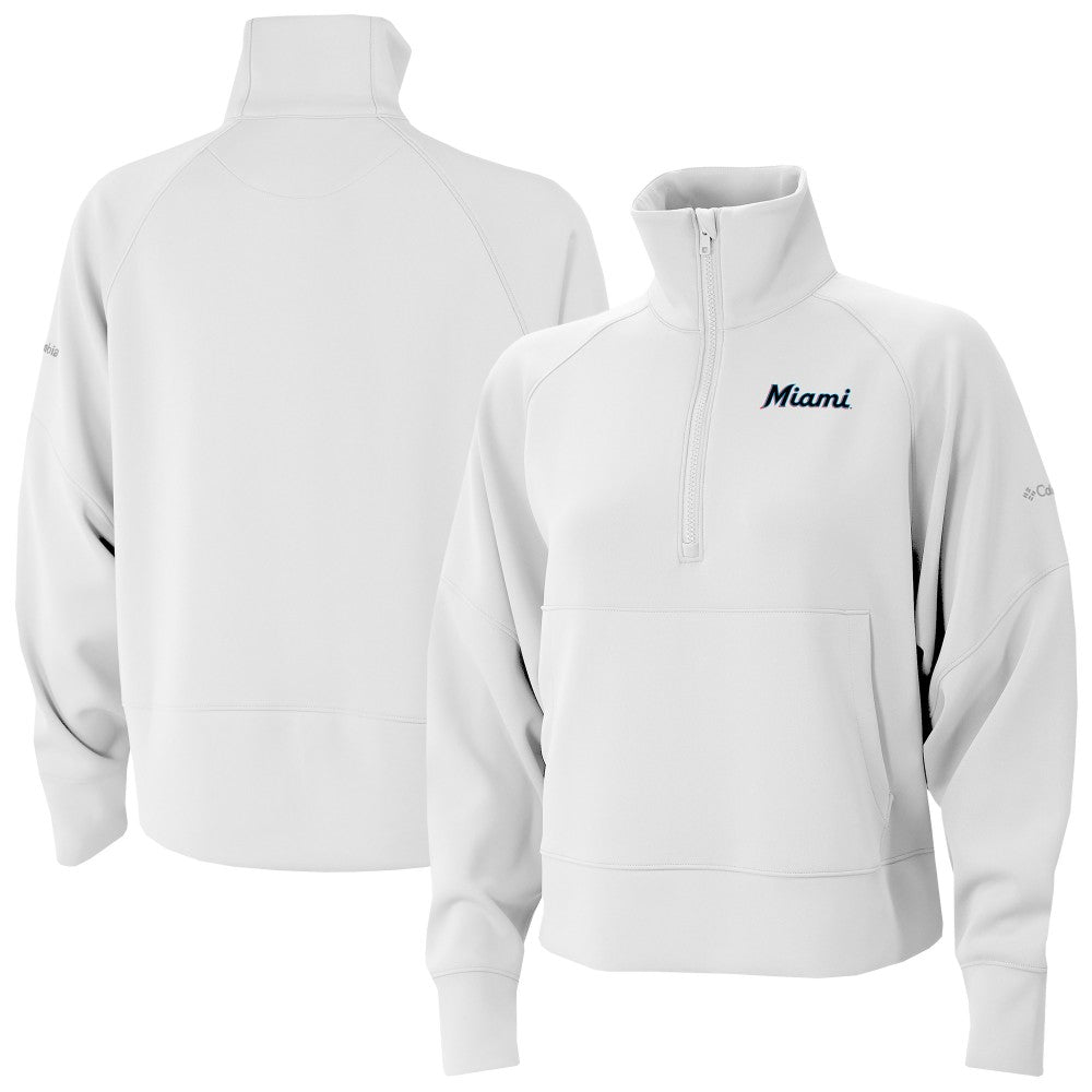 MLB Miami Marlins Columbia Women's Wickhams Hills Raglan Omni-Wick Quarter-Zip Pullover