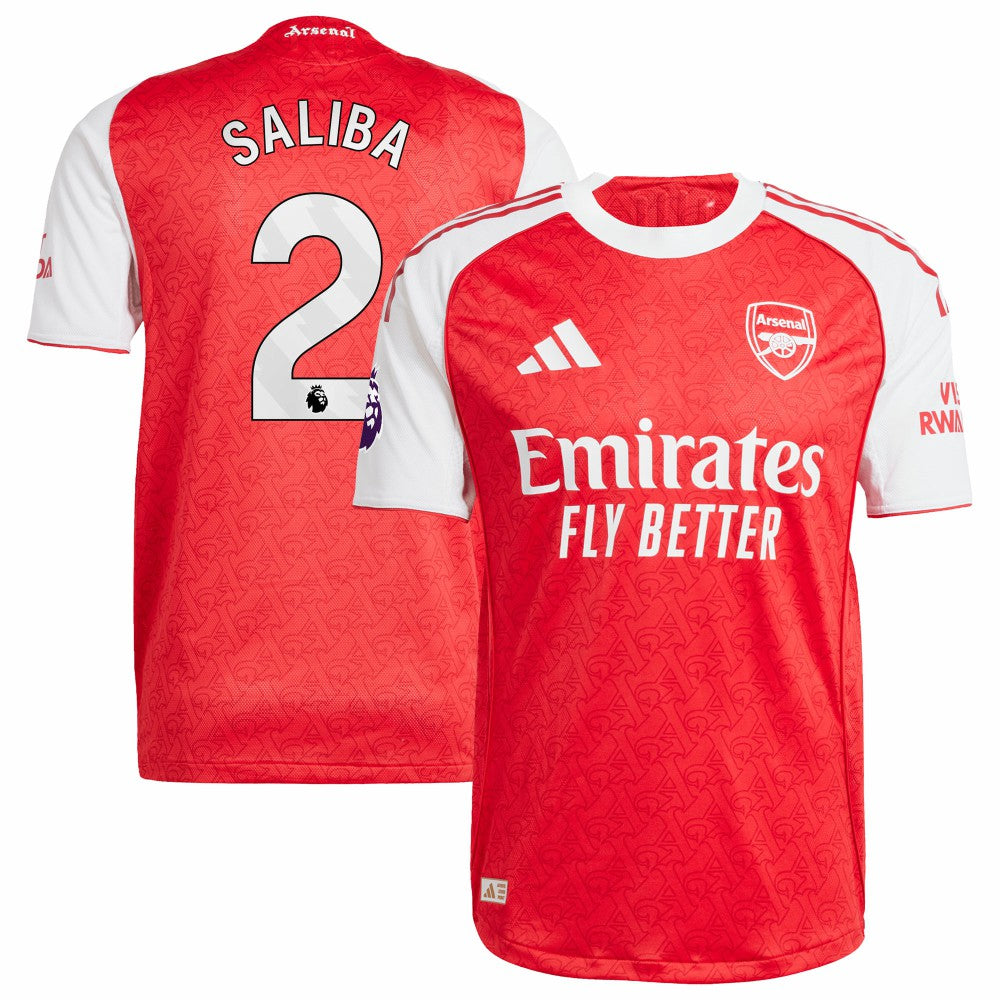 William Saliba Arsenal 2025/26 Home Player Jersey - Adidas Red