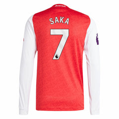 Bukayo Saka Arsenal 2025/26 Home Long Sleeve Player Jersey - Adidas Red