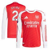 William Saliba Arsenal 2025/26 Home Long Sleeve Player Jersey - Adidas Red