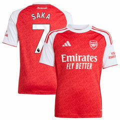 Bukayo Saka Arsenal Youth 2025/26 Home Replica Player Jersey - Adidas Red