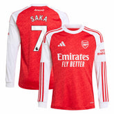 Bukayo Saka Arsenal Youth 2025/26 Home Replica Long Sleeve Player Jersey - Adidas Red