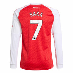 Bukayo Saka Arsenal Youth 2025/26 Home Replica Long Sleeve Player Jersey - Adidas Red