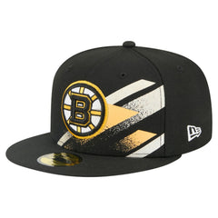 NHL Black Boston Bruins New Era Faded Lines 59FIFTY Fitted Hat