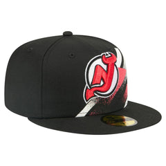 NHL Black New Jersey Devils New Era Faded Lines 59FIFTY Fitted Hat