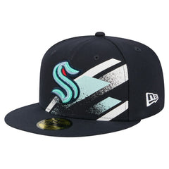 NHL Deep Sea Blue Seattle Kraken New Era Faded Lines 59FIFTY Fitted Hat