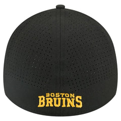 NHL Black Boston Bruins New Era 39THIRTY A-Frame Perforated Flex Hat