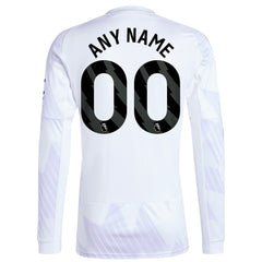 Manchester United 2025/26 Away Replica Long Sleeve Custom Jersey - Adidas White