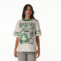 NBA Boston Celtics The Wild Collective Women's Vintage Drop Shoulder Oversized Boyfriend T-Shirt