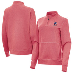 MLB Detroit Tigers Antigua Women's Crush Stars and Stripes Team Logo Quarter-Zip Pullover Top