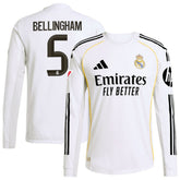 Jude Bellingham Real Madrid 2025/26 Home Long Sleeve Jersey - Adidas White
