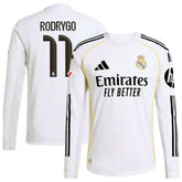 Rodrygo Real Madrid 2025/26 Home Long Sleeve Jersey - Adidas White