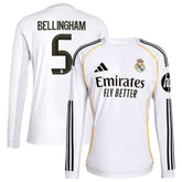 Jude Bellingham Real Madrid 2025/26 Home Replica Long Sleeve Jersey - Adidas White