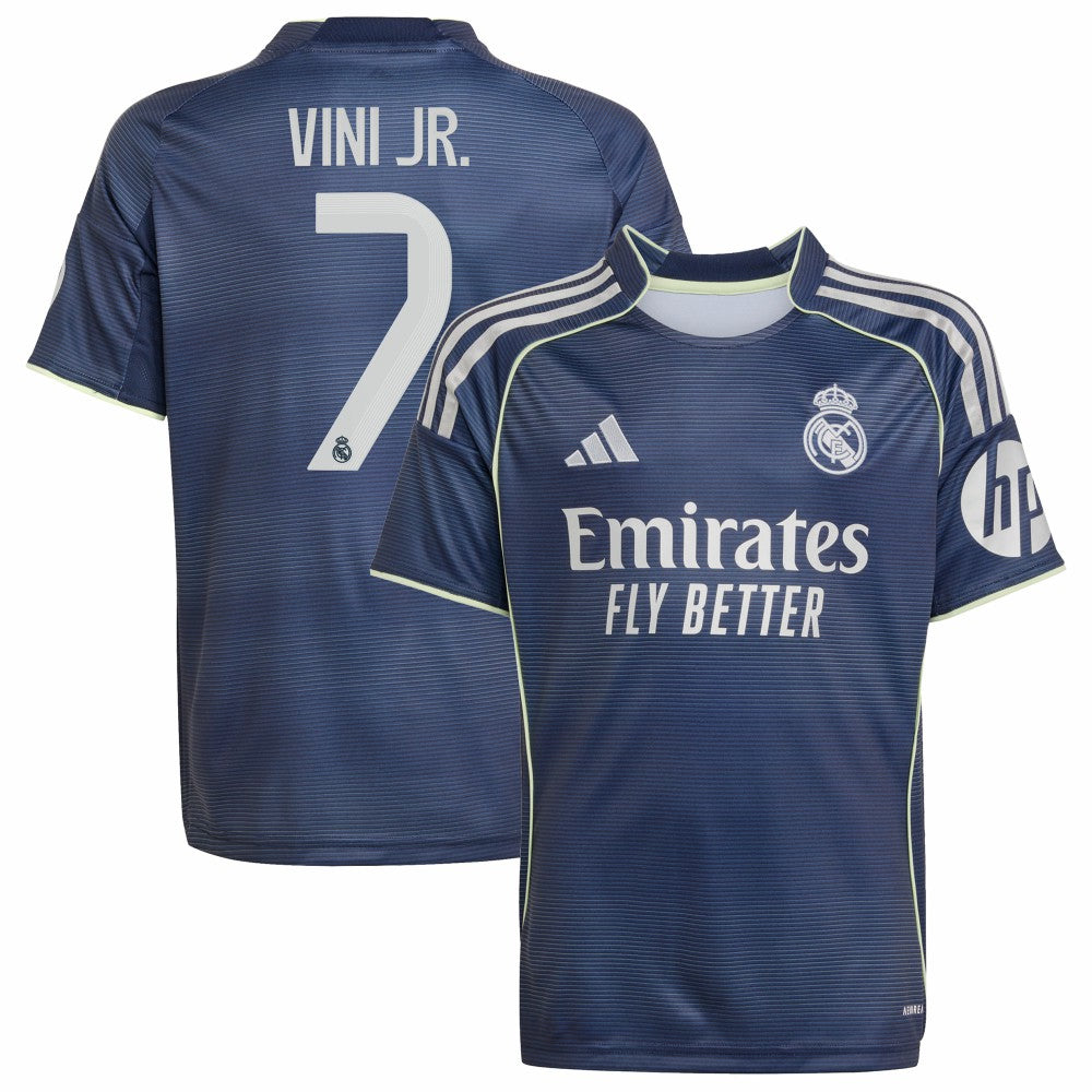 Vini Jr. Real Madrid Youth 2025/26 Away Replica Player Jersey - Adidas Blue