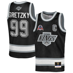 NHL Black Wayne Gretzky Los Angeles Kings Mitchell & Ness Youth Maxxed Out Fashion Basketball Jersey