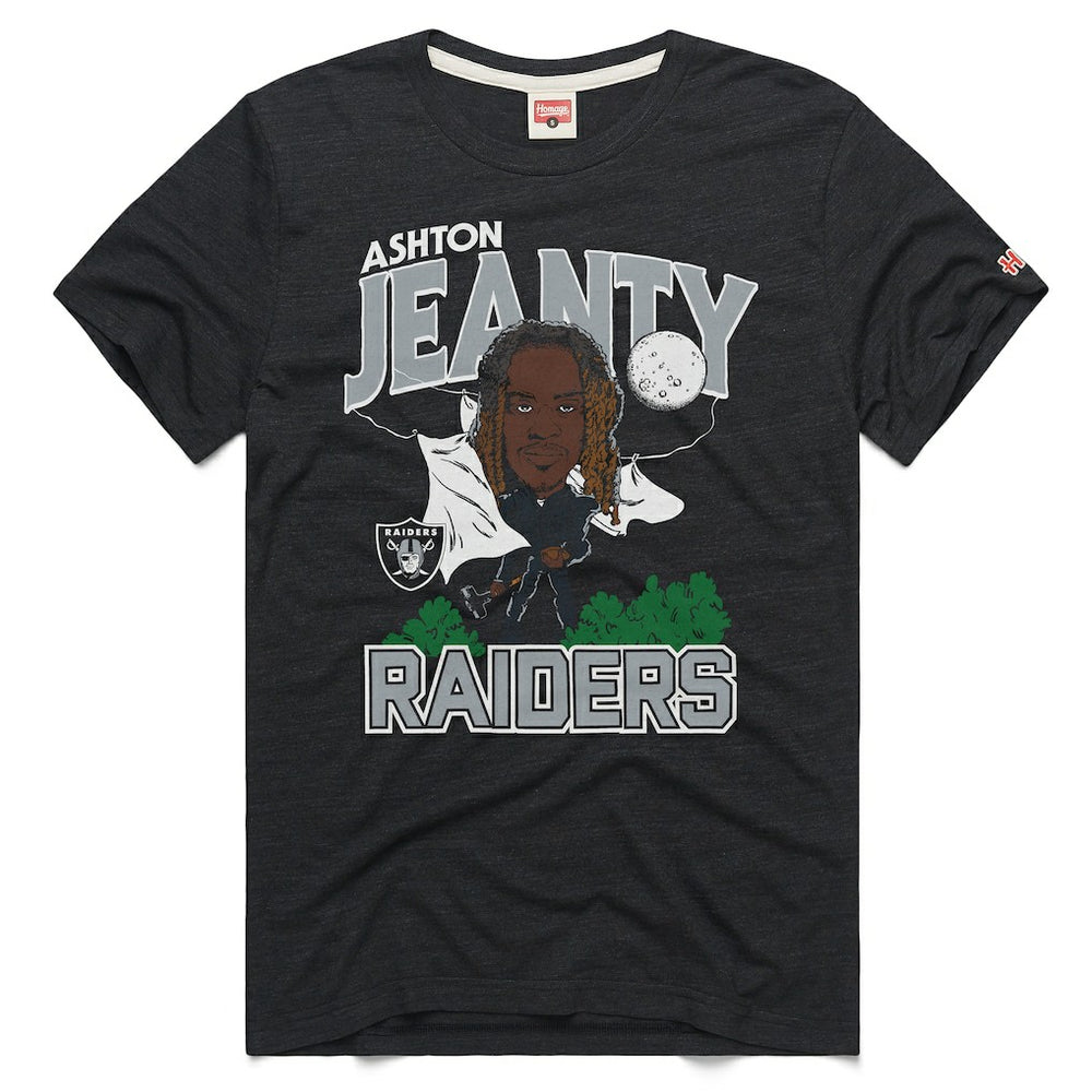 Ashton Jeanty Homage Unisex Caricature Player Graphic Tri-Blend T-Shirt - Las Vegas Raiders