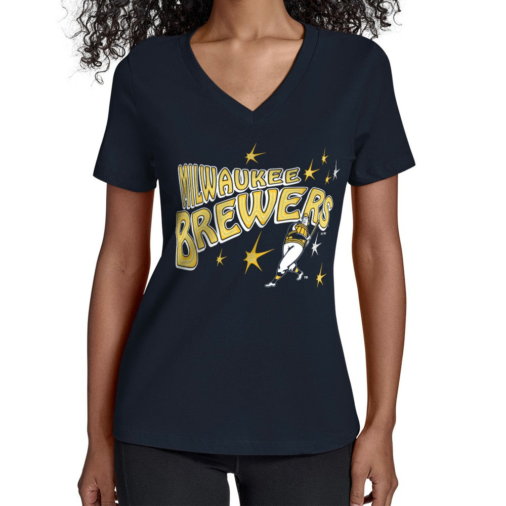 MLB Milwaukee Brewers Starter Women's Fireworks V-Neck T-Shirt