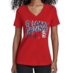 MLB St. Louis Cardinals Starter Women's Fireworks V-Neck T-Shirt
