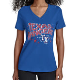 MLB Texas Rangers Starter Women's Fireworks Team Name V-Neck T-Shirt