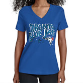 MLB Toronto Blue Jays Starter Women's Fireworks Team Name V-Neck T-Shirt