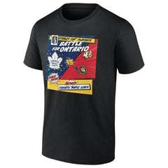 NHL Black Toronto Maple Leafs vs. Ottawa Senators 2025 Stanley Cup Playoffs Rivalry Comic Pop T-Shirt