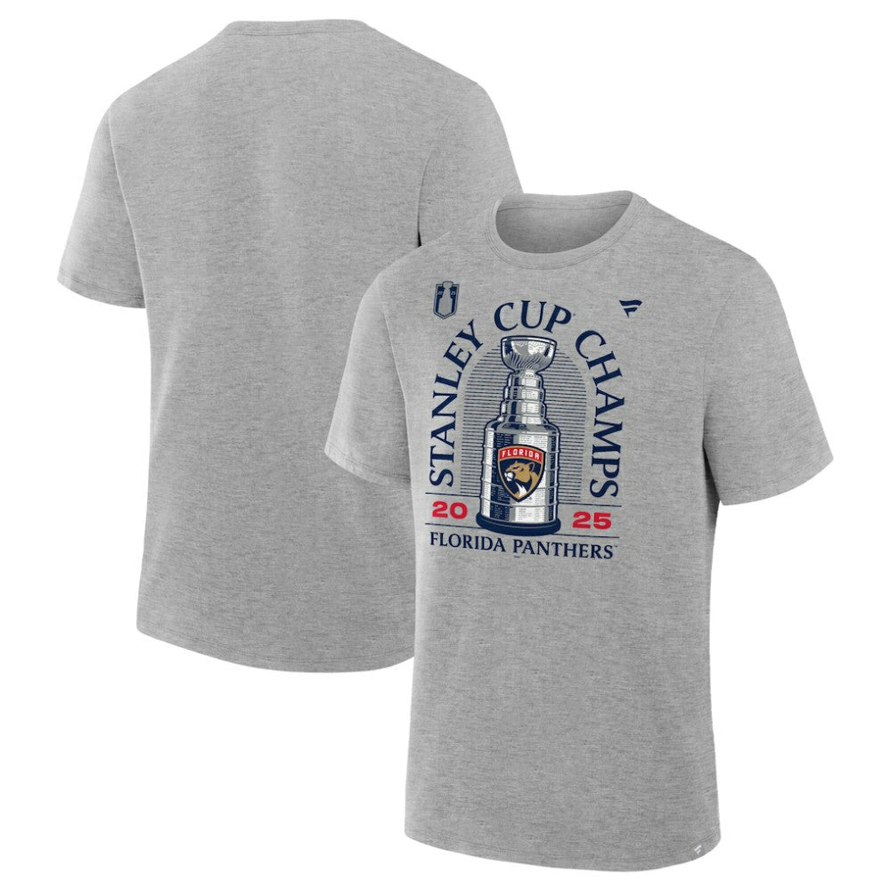 NHL Heather Gray Florida Panthers Fanatics 2025 Stanley Cup Champions Locker Room T-Shirt