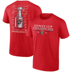 NHL Red Florida Panthers Fanatics 2025 Stanley Cup Champions Signature Roster T-Shirt