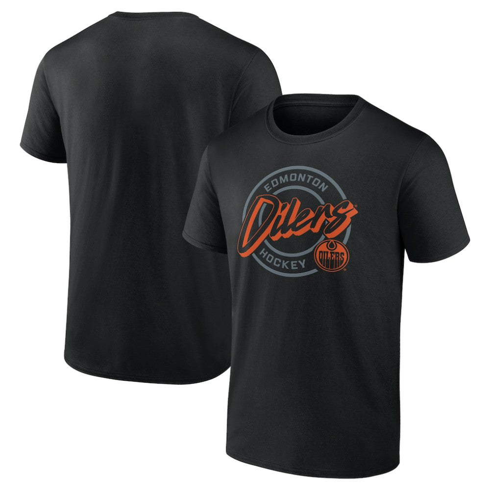 NHL Black Edmonton Oilers Colorblock Puck T-Shirt