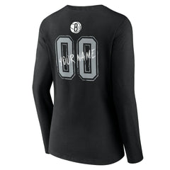 NBA Brooklyn Nets Women's Hustle Custom Long Sleeve V-Neck T-Shirt