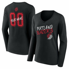 NBA Portland Trail Blazers Women's Hustle Custom Long Sleeve V-Neck T-Shirt