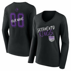 NBA Sacramento Kings Women's Hustle Custom Long Sleeve V-Neck T-Shirt