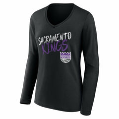 NBA Sacramento Kings Women's Hustle Custom Long Sleeve V-Neck T-Shirt