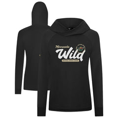 NHL Black Minnesota Wild Levelwear Women's Slender Monument Raglan Pullover Hoodie