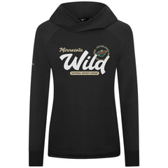 NHL Black Minnesota Wild Levelwear Women's Slender Monument Raglan Pullover Hoodie