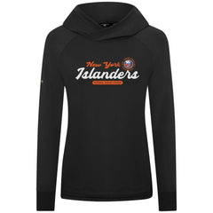 NHL Black New York Islanders Levelwear Women's Slender Monument Raglan Pullover Hoodie