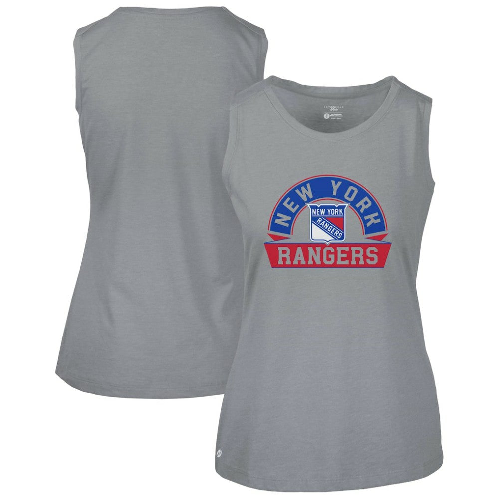 NHL Gray New York Rangers Levelwear Women's Macy Banner Arch Tank Top