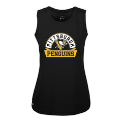 NHL Black Pittsburgh Penguins Levelwear Women's Macy Banner Arch Tank Top