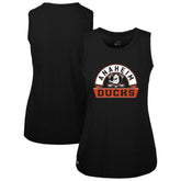 NHL Black Anaheim Ducks Levelwear Women's Macy Banner Arch Tank Top